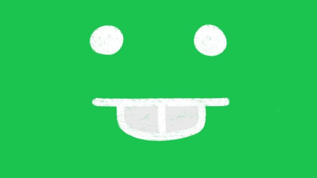 Hand Drawn White Buck Teeth and Funny Silly Face Animation on Green Screen Background