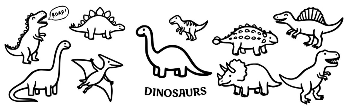 Dinosaurs icon Doodle Vector Illustration
