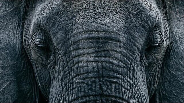 Close-up majestic elephant face detail with weathered texture