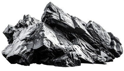 Naklejka premium Monochrome image of a sharp rock formation against a clean white background