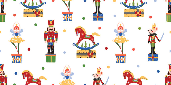 Nutcracker. Christmas seamless pattern. Can be used for wallpaper, pattern fills, web page background, surface textures.