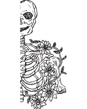 half skeleton tattoo design