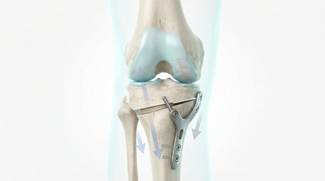 3D Orthopedic Diagram of High Tibial Osteotomy (HTO) for Knee Osteoarthritis