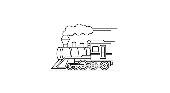 Vintage Steam Locomotive Illustration with Smoke Puffs.