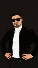 Obraz premium Stylized Male Portrait With Sunglasses And Formal Attire