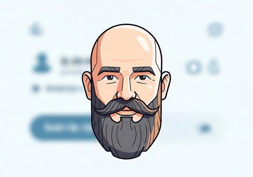 Digital Illustration of a Bearded Man with Bald Head.