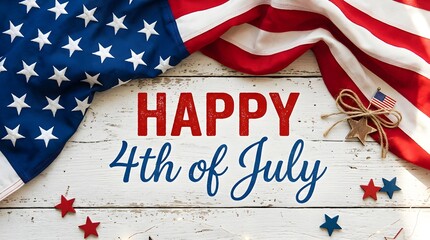 Obraz premium Independence day celebration with american flag and festive typography
