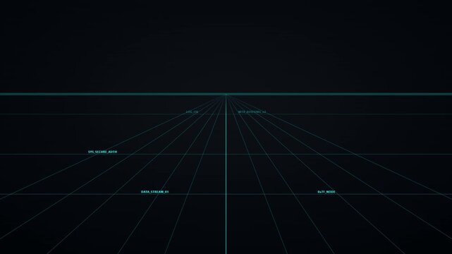 abstract cyber grid scrolling digital text background