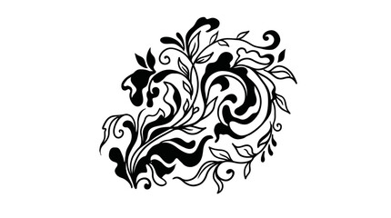 Fototapeta premium Black and white floral swirl design.