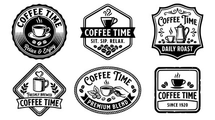 Obraz premium Coffee Time Logos and Badges for Cafe Branding