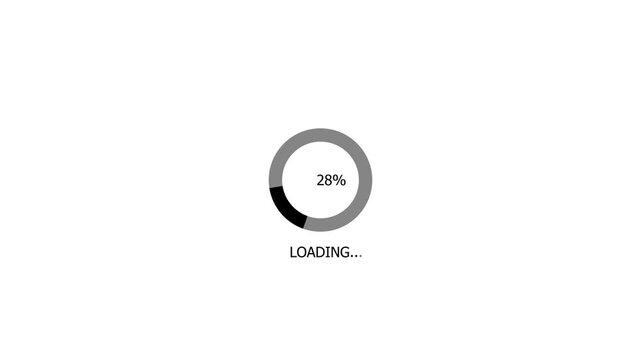 Minimal Circular Progress Bar Animation with Percentage Counter and Loading Text on White Background