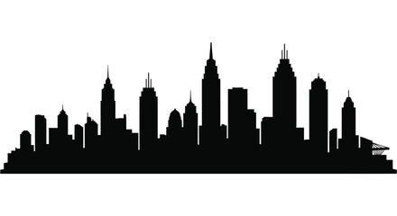 Naklejka premium city skyline silhouette against white background