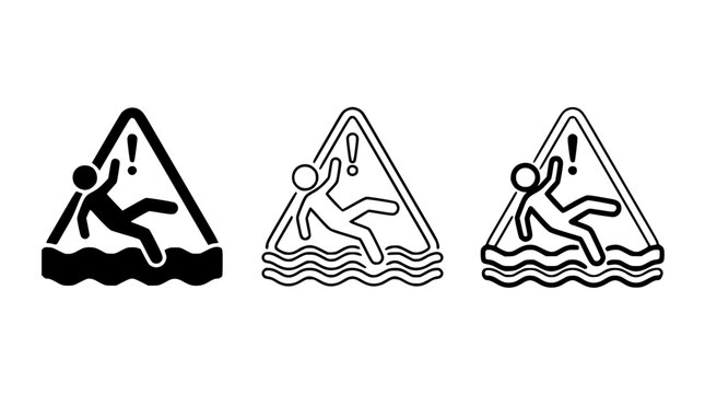 Warning signs of people falling into the water