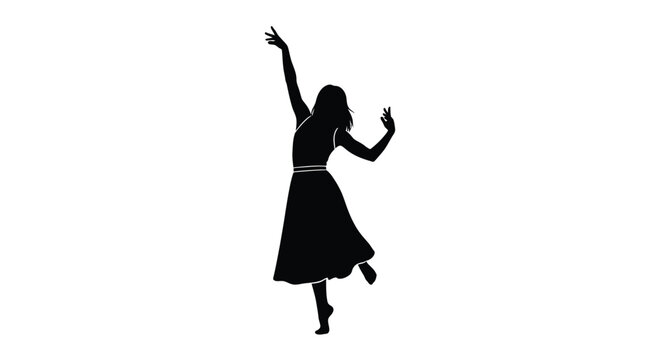 woman dancing silhouette against white background