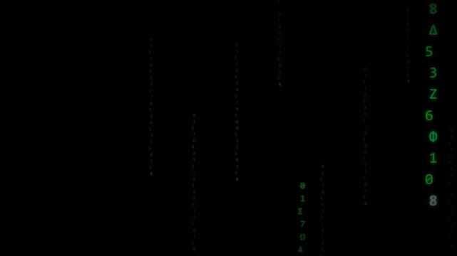 3d matrix code rain digital motion background