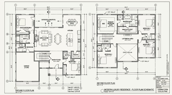 Twostory modern luxury residence floor plan schematic