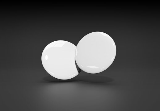 Button badge isolated on black Mockup. 3d rendering