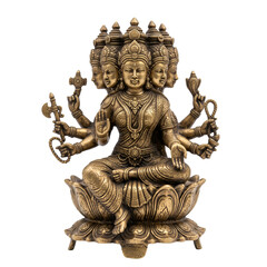 Obraz premium hindu god Gayatri mata statue, Miniature Gayatri mata idol in brass, front-facing, transparent PNG 
