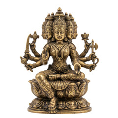 Obraz premium hindu god Gayatri mata statue, Miniature Gayatri mata idol in brass, front-facing, transparent PNG 
