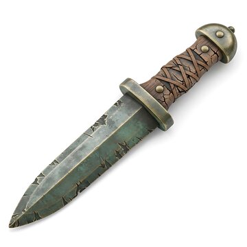 Ancient Roman Pugio Dagger with Worn Blade and Leather-Wrapped Hilt.