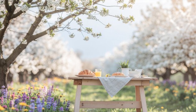 春の庭の桜、食事