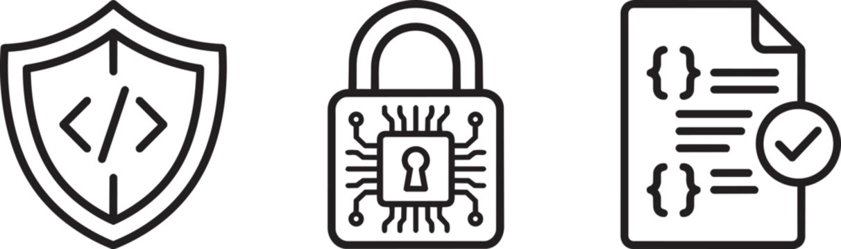 Secure AI Coding Security Developer Icon Set Vector