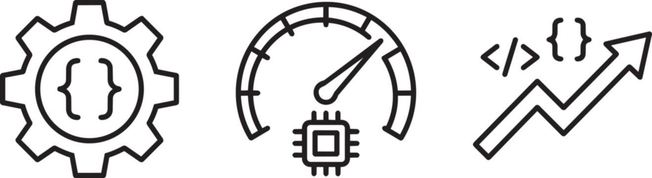 AI Code Optimization Performance Developer Icon Set