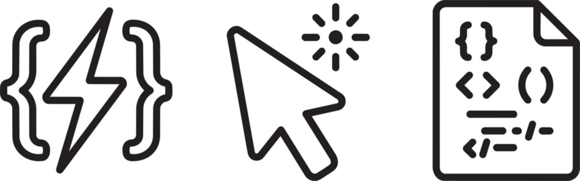 AI Code Autocomplete Suggestion Developer Icon Set