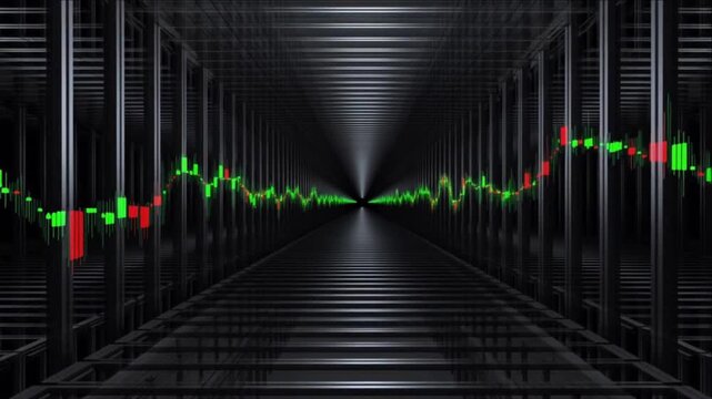 金融トレーディングのデータモニターとブラックチタン製トンネル構造