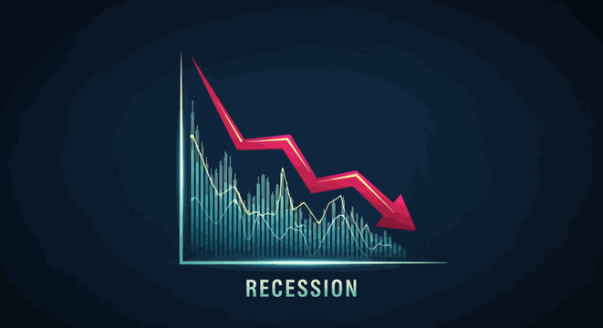Economic Recession Graph Showing Downward Trend.