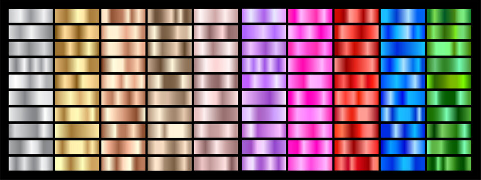 Mega collection of colorful metallic gradient swatches