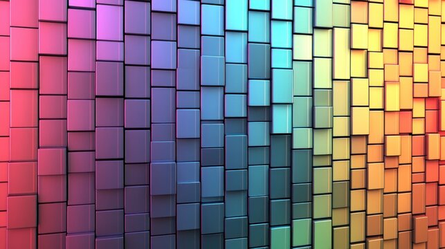 Colorful cube wall, abstract background, gradient texture, digital art, website design