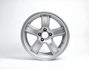Obraz premium Metallic car wheel isolated on white background for transportation design