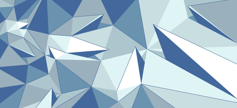 Polygonal vector 3D abstract background, low poly surface with broken wrecked sharp elements, crystal structure triangular polygons, minimal abstraction.