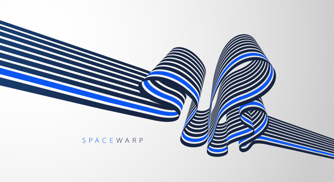 Lines in perspective look like bent ribbon graphic design, vector abstract background with curved stripes in distorted perspective, futuristic surreal op art.