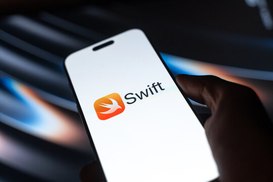Apple Swift app logo is displayed on a smartphone screen in Bangalore, India, on May 15, 2026
