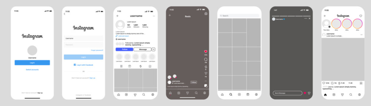 Instagram Post Reels Story mockup template. instagram mockup social media template, new update instagram post mock up. Instagram social network app UI interface.