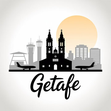 Getafe Skyline Silhouette &mdash; A Modern Aerospace Metropolitan City Vector Illustration
