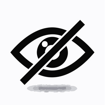 Illustration of a stylized eye symbol with a diagonal line crossing it, indicating a concept of blindness or censorship