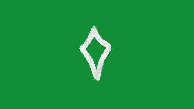 Hand Drawn 2D Animated White Line Sparkle Star Burst Cartoon Motion Graphic Element on Green Screen