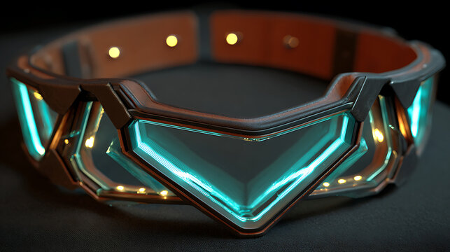 Futuristic glowing tech collar or neck accessory