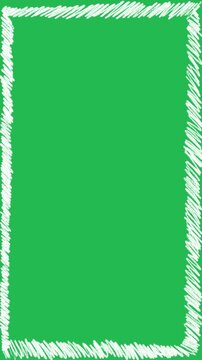 Hand Drawn 2D Animated White Scribble Frame Vertical Border Motion Graphic on Green Screen