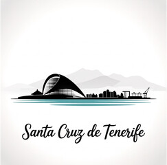 Santa Cruz de Tenerife Skyline Silhouette — A Dramatic Volcanic Coastal City Vector Illustration © Greener