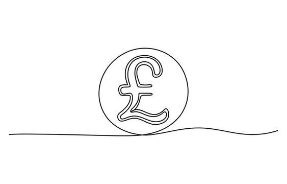 Continuous line drawing of a british pound sterling coin