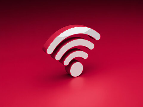 WiFi signal icon for internet connection and network symbol, 3d wireless logo