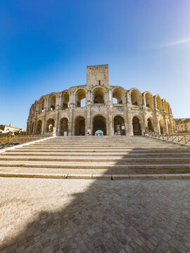 Roman amphitheatre in the old town of Arles, Provence, France.