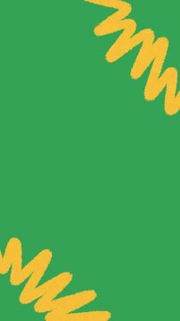 Hand Drawn Minimalist Vertical Frame Animation Green Screen White Pattern Doodle Border