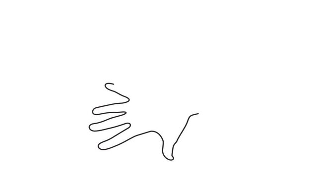 Animated self drawing of continuous line draw of  Abstract hands woman and man holding heart.   Full length one line animation. 4K