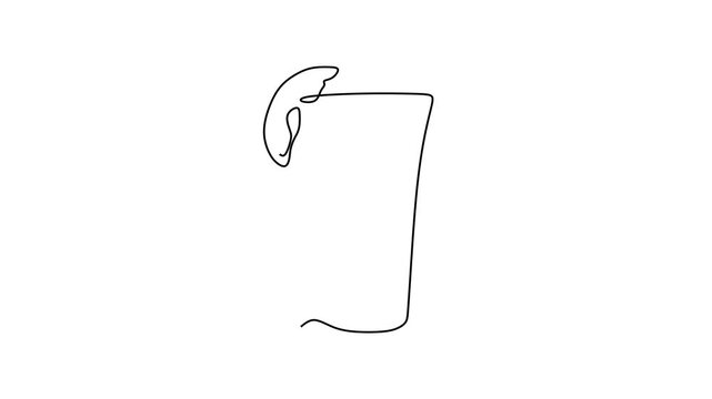 Animated self drawing of continuous line draw of tequila in a glass glass with lime   Full length one line animation. 4K
