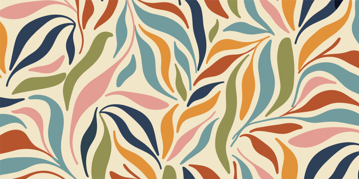 Mid- Century Modern Abstract Organic Leaf and Swirl Pattern mid-century modern